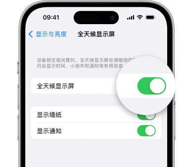 贵池苹果15预约维修分享iPhone15如何设置全天候显示屏幕可见 